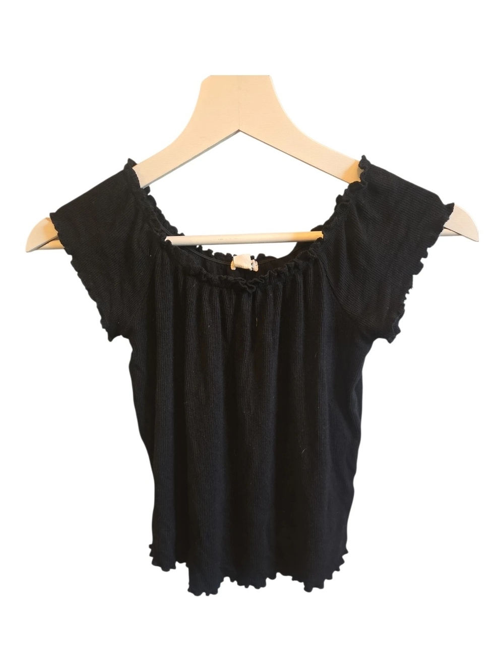 GARAGE Black Off-Shoulder Ruffle Top - Picture 3 of 4